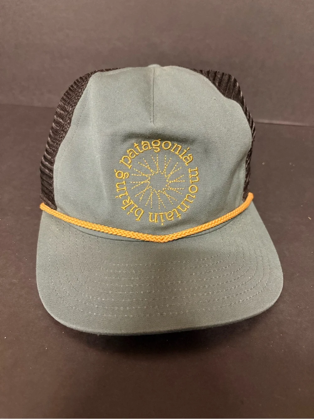 Patagonia Men’s Teal  & Black Trucker Hat with Yellow Accent